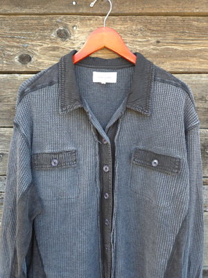 Dear John Denim - Foster Thermal Button Up Top - Charcoal