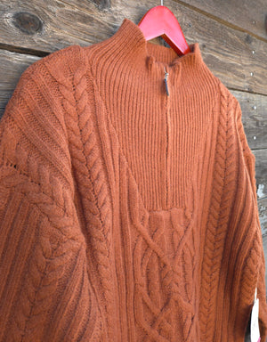 Cotton and Rye - Rust Cable Knit 1/4 Zip Sweater