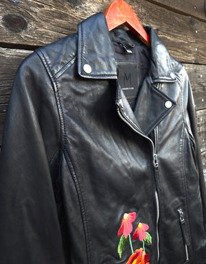 Poppy Leather Moto Jacket - Black