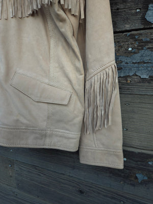 Western Fringe Leather Jacket - Tan