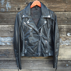 Star Spangled Leather Jacket - Vintage Black