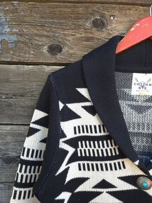 Cotton and Rye - Black and White Southwestern Cardigan