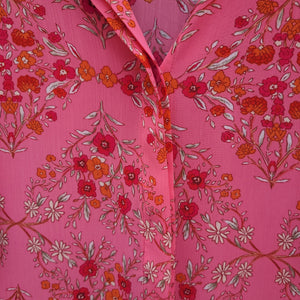 Pink Floral Print Short Sleeved Blouse