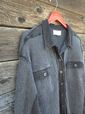 Dear John Denim - Foster Thermal Button Up Top - Charcoal