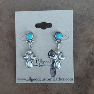 Turquoise and Satin Silver Dangle Earrings