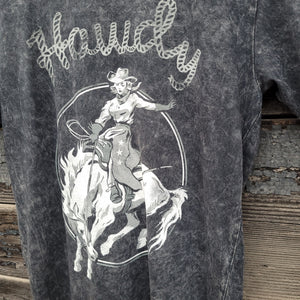 Lotus Fashion - Howdy Mineral Wash T-Shirt - Black