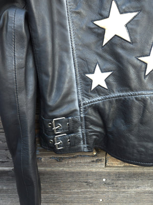 Star Spangled Leather Jacket - Vintage Black