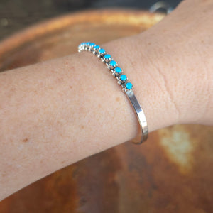 Zuni Petit Point Single Row Turquoise Cuff Bracelet