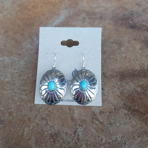 Earrings - Oval Conchos with Turquoise