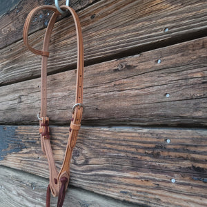 Headstall - 5/8" Harness Leather Single Ear with Cowboy Knots