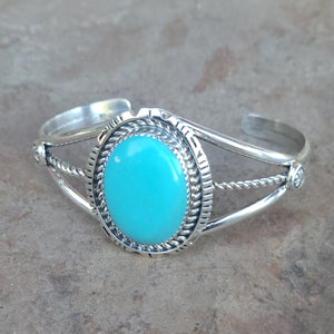 Sonoran Turquoise Single Stone Cuff Bracelet