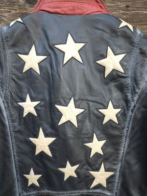 Star Spangled Leather Jacket - Vintage Black