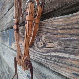 Headstall - 5/8 Harness Leather Browband with Cowboy Knot Ends