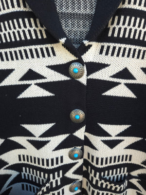 Cotton and Rye - Black and White Southwestern Cardigan