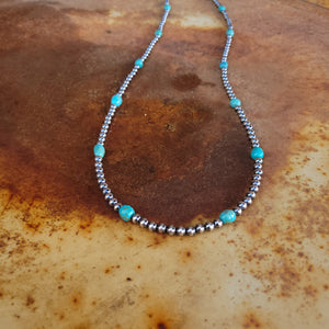 Necklace - 28" Navajo Pearl and Turquoise Necklace