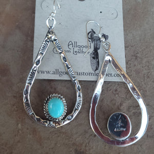 Sterling and Turquoise Teardrop Dangle Earrings