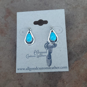 Teardrop Sterling and Turquoise Earrings