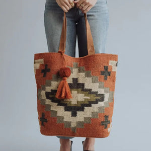 Southwestern Tote - Rust and Cream