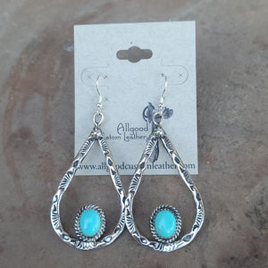 Sterling and Turquoise Teardrop Dangle Earrings