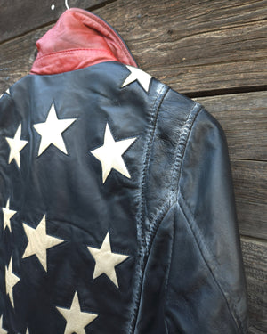 Star Spangled Leather Jacket - Vintage Black