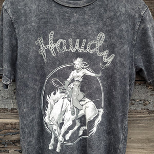 Lotus Fashion - Howdy Mineral Wash T-Shirt - Black