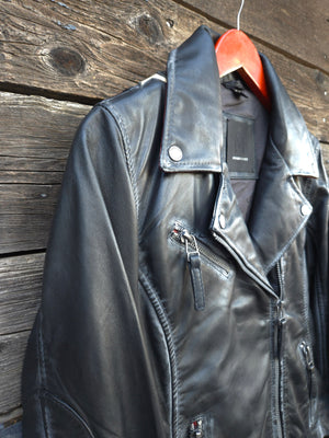 Star Spangled Leather Jacket - Vintage Black