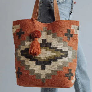 Southwestern Tote - Rust and Cream