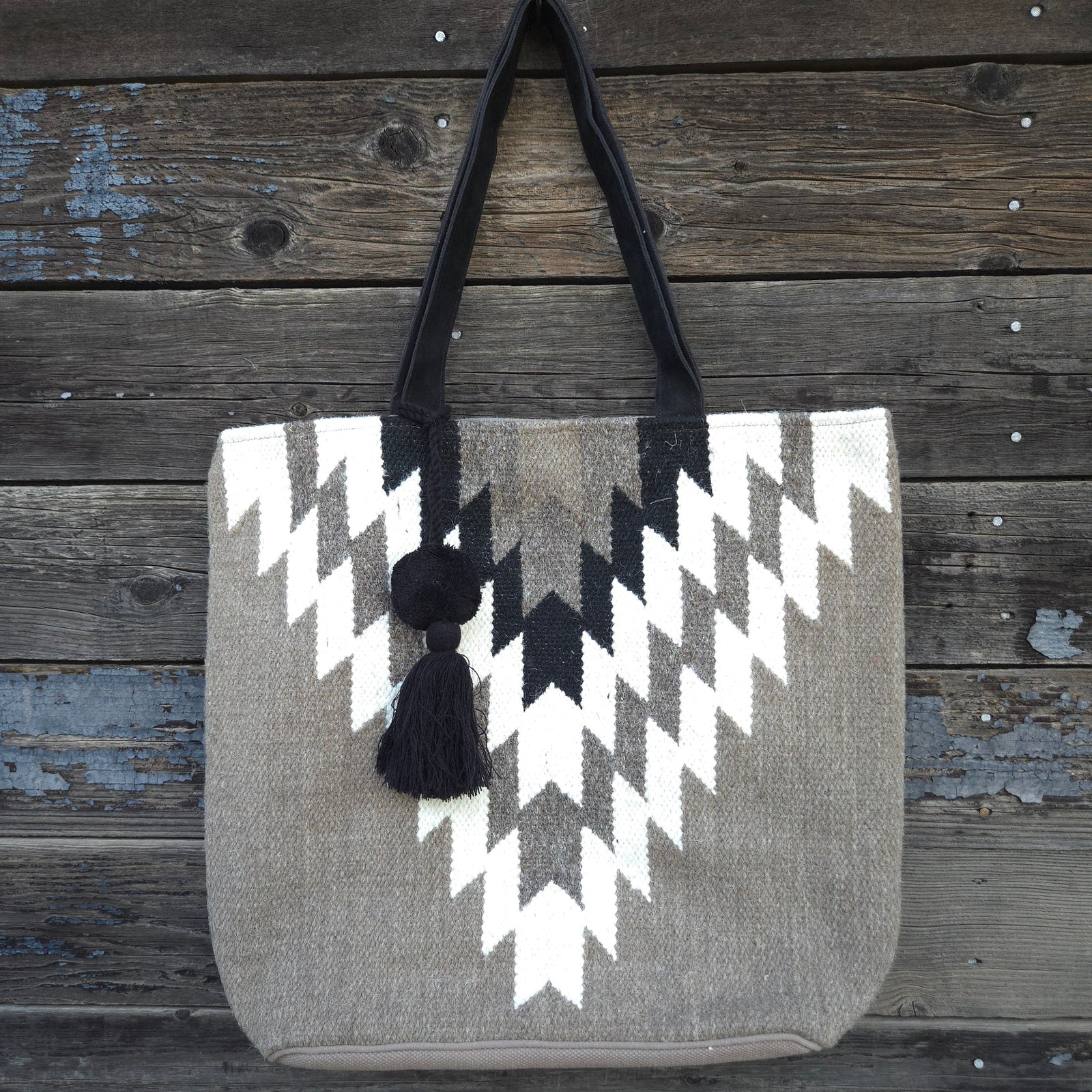 Southwestern Tote - Taupe, Cream, & Black