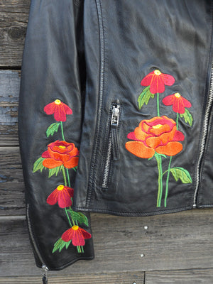 Poppy Leather Moto Jacket - Black