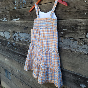 Cotton and Rye - Girls Rust and Chambray Blue Checkered Tank Dress