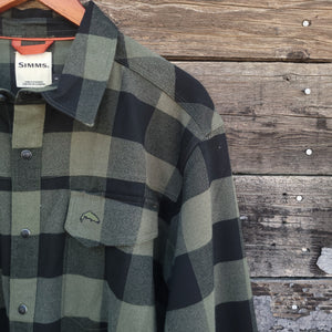 Simms - Gallatin Flannel Long Sleeved Snap Shirt - Olive Loden Buffalo Check