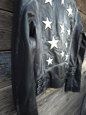 Star Spangled Leather Jacket - Vintage Black