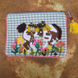 Gingham Painted Bronc Pouch