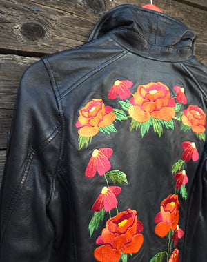 Poppy Leather Moto Jacket - Black