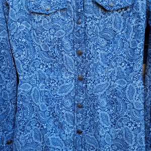 Cotton and Rye - Blue Floral Paisley Western Shirt Dress