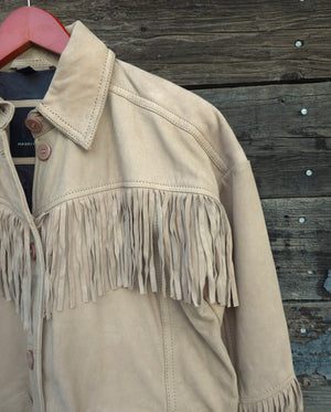 Western Fringe Leather Jacket - Tan