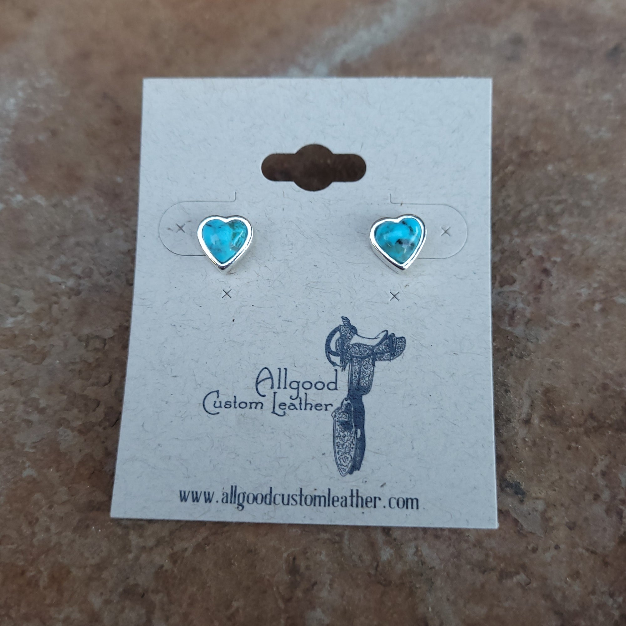 Earrings - Turquoise Heart Studs