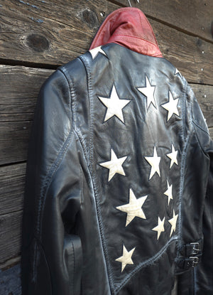 Star Spangled Leather Jacket - Vintage Black