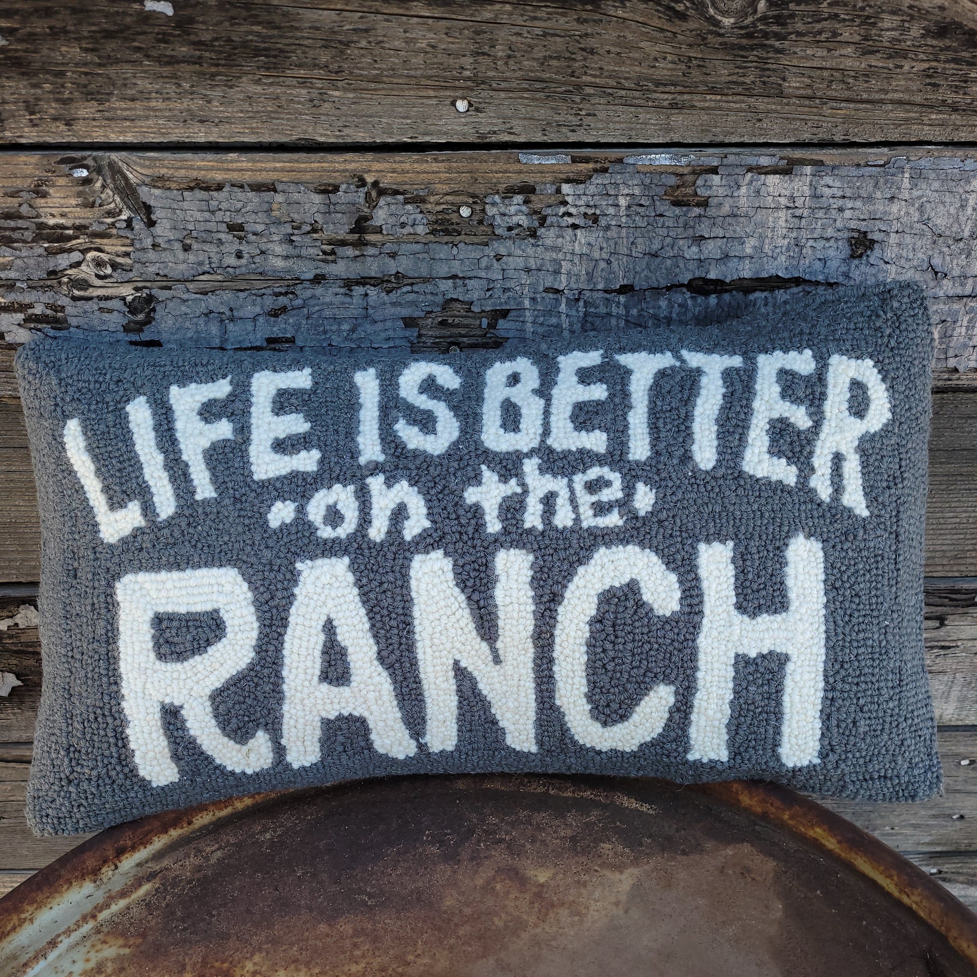 Pillow - Life is Better On the Ranch - Grey - 22x12