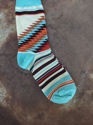 Socks - Ace - Turquoise Southwestern