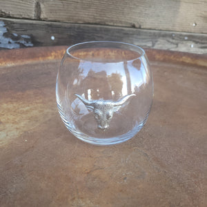 Stemless Wine Glass with Steer Head