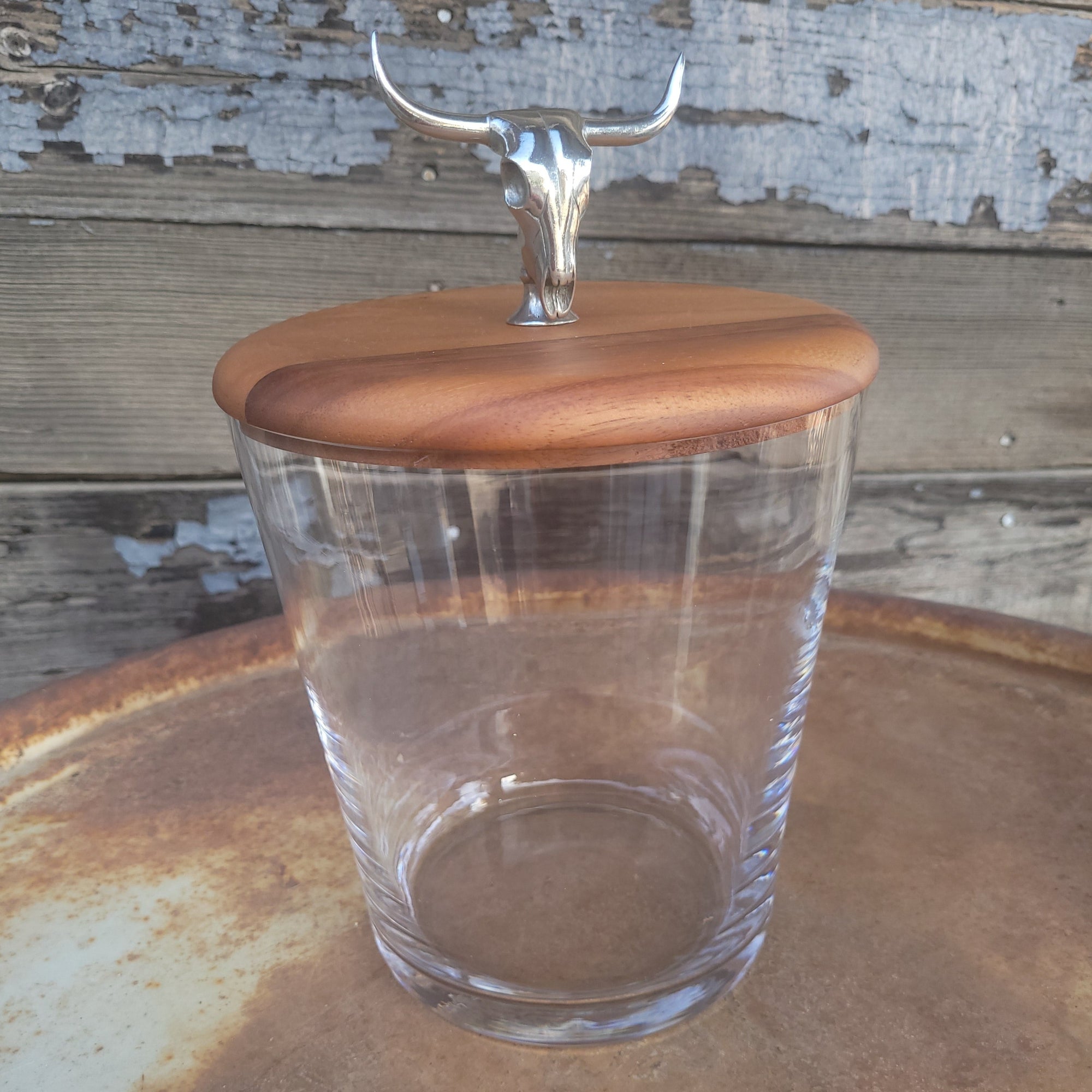 Glass Ice Bucket with Steer Head