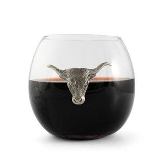 Stemless Wine Glass with Steer Head