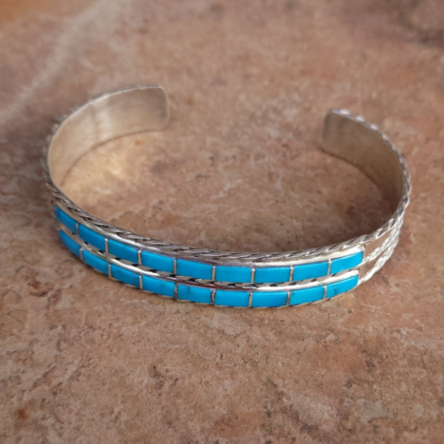 Kingman Turquoise Double Row Cuff Bracelet