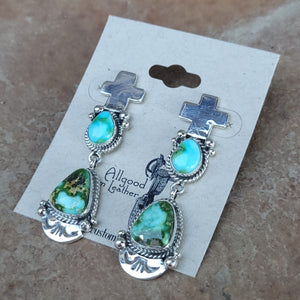 Sonoran Gold Turquoise Cross Dangle Earrings