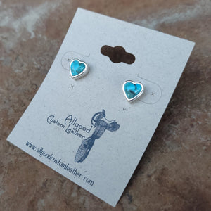 Earrings - Turquoise Heart Studs