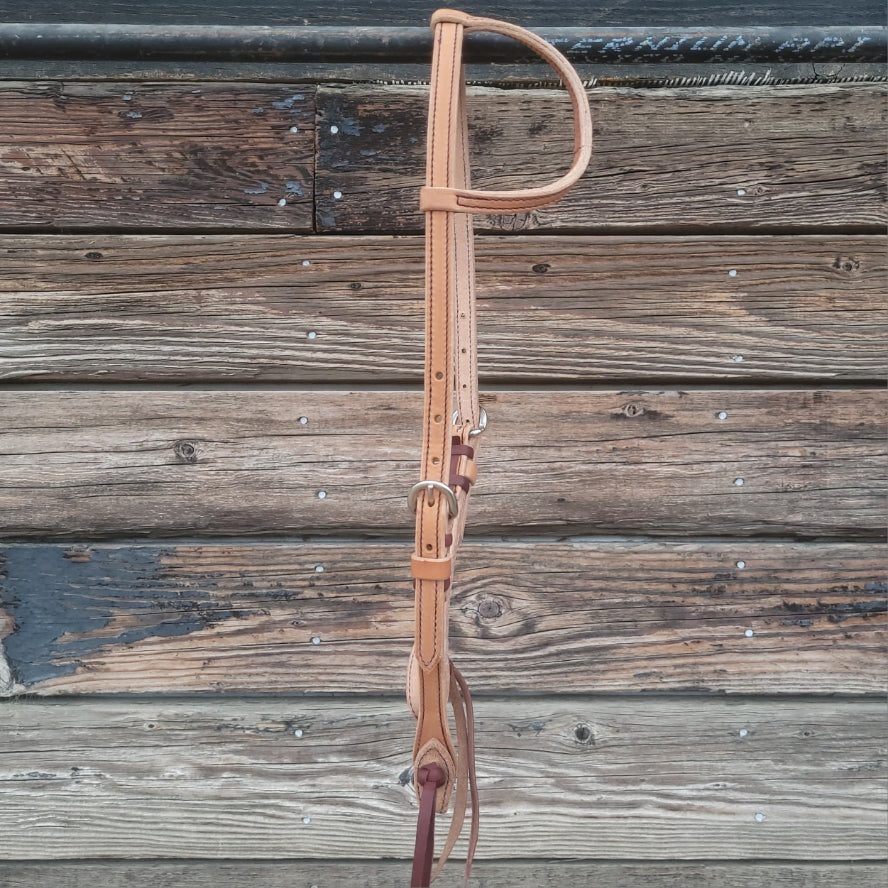 Headstall - 5/8" Harness Leather Single Ear with Cowboy Knots