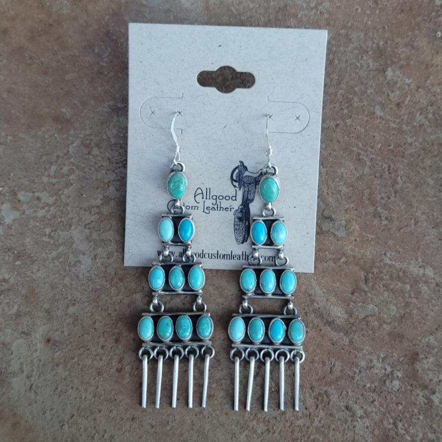 Turquoise and Sterling Silver Chandelier Dangle Earrings