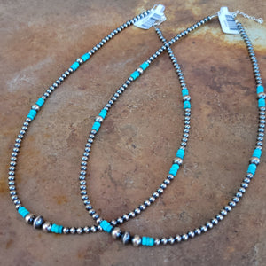 Necklace - 18" Navajo Pearls with Turquoise Beads