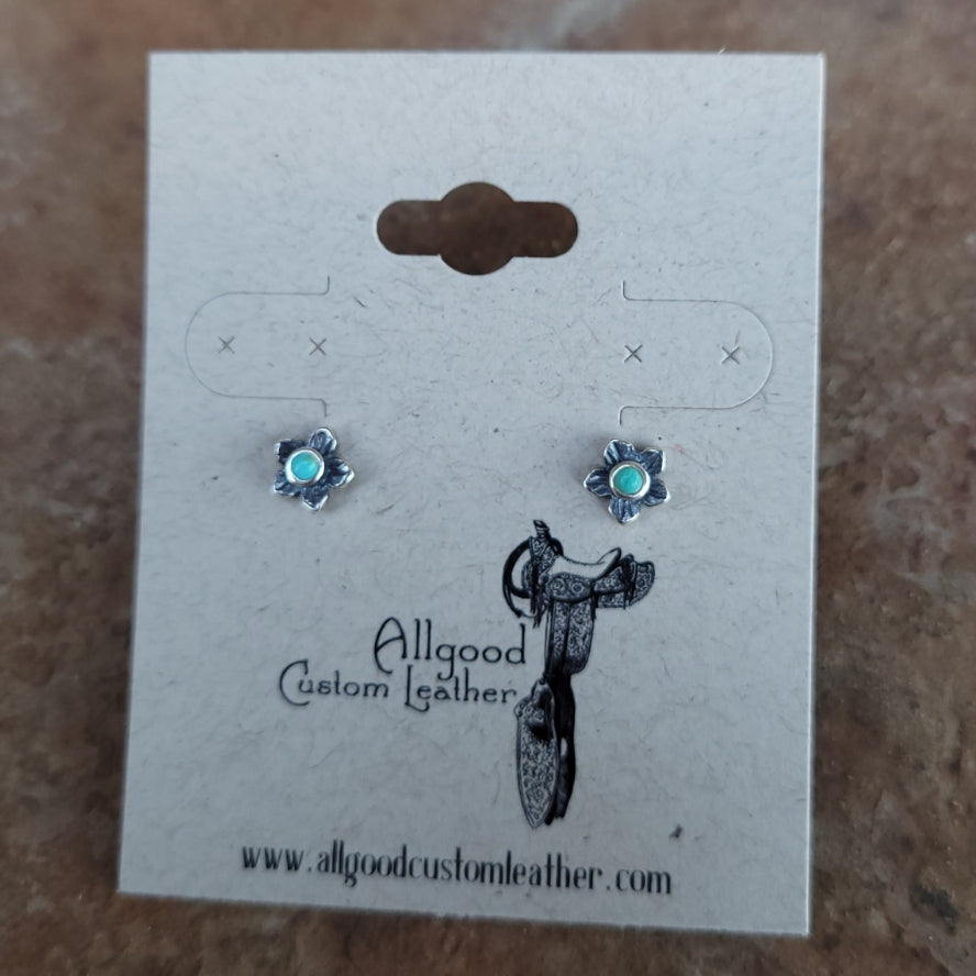 Earrings - Plumeria Flower with Turquoise